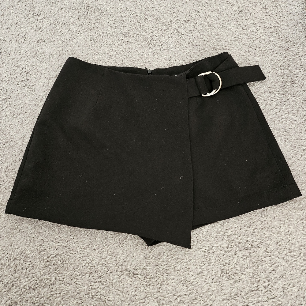 Black Wrap Skort with Belt